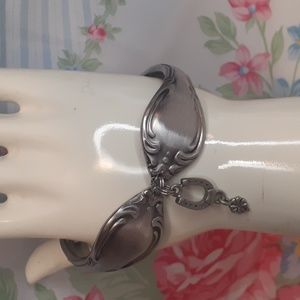Silver Spoon Bracelet With Horseshoe Charm 7.5" L